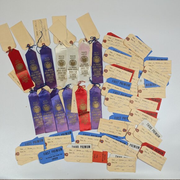 4H Show Ribbons & Premium Award Tag Lot La Crosse Inter-State Junior Fair 1959 - Picture 1 of 8